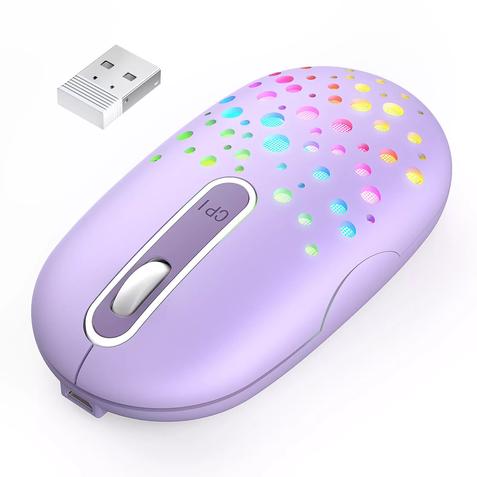 

Jelly Comb Wireless Mouse Rechargeable Ergonomic USB Mouse Slim Cordless Mice for Laptop PC Purple Pink Mouse for Computer