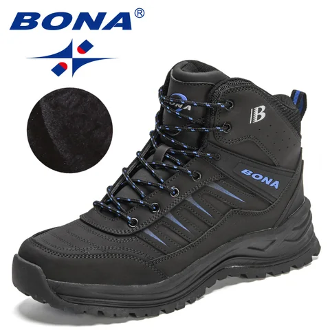 Мужские кожаные зимние ботинки BONA, размер 39 - 45, цвет в ассортименте