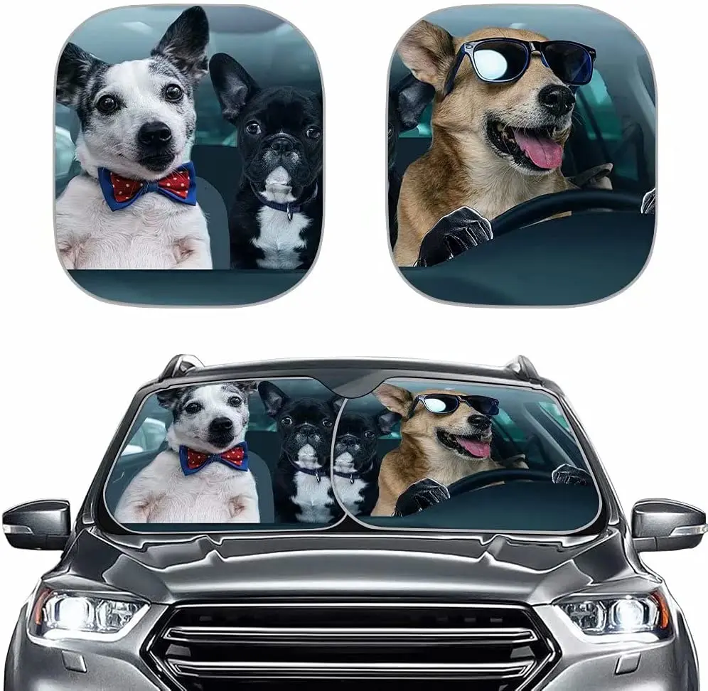 

Солнцезащитный козырек Youngerbaby с принтом собаки для вождения, переднее лобовое стекло, складные солнцезащитные козырьки для большинства сед...