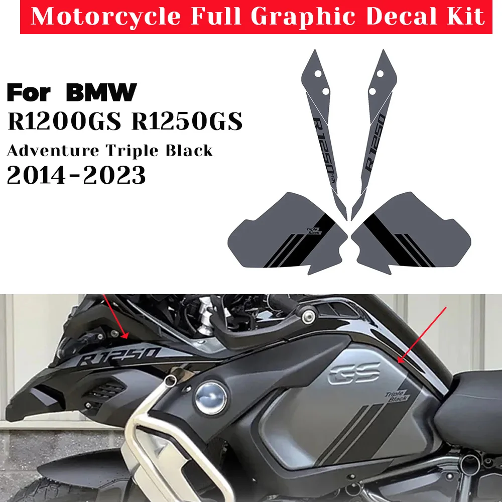 

Motorcycle Full Graphic Decal Kit For BMW R1200GS R1250GS Adventure Triple Black 2014-2023