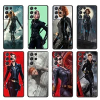 avengers the black widow for samsung galaxy s22 s21 s20 ultra plus pro s10 s9 s8 s7 5g soft silicone black phone case cover capa