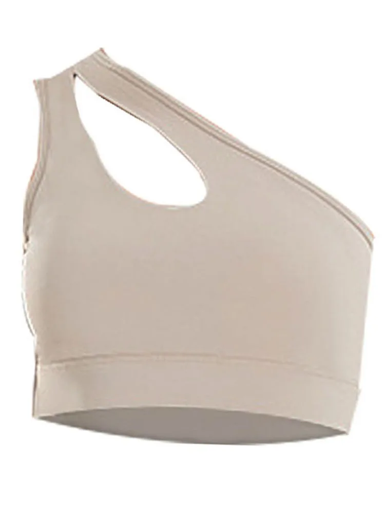 

SVOKOR Sport Bra Women Sloping Shoulder Shockproof Gather Little Vest Summer Leisure Breathable Sleeveless Bras