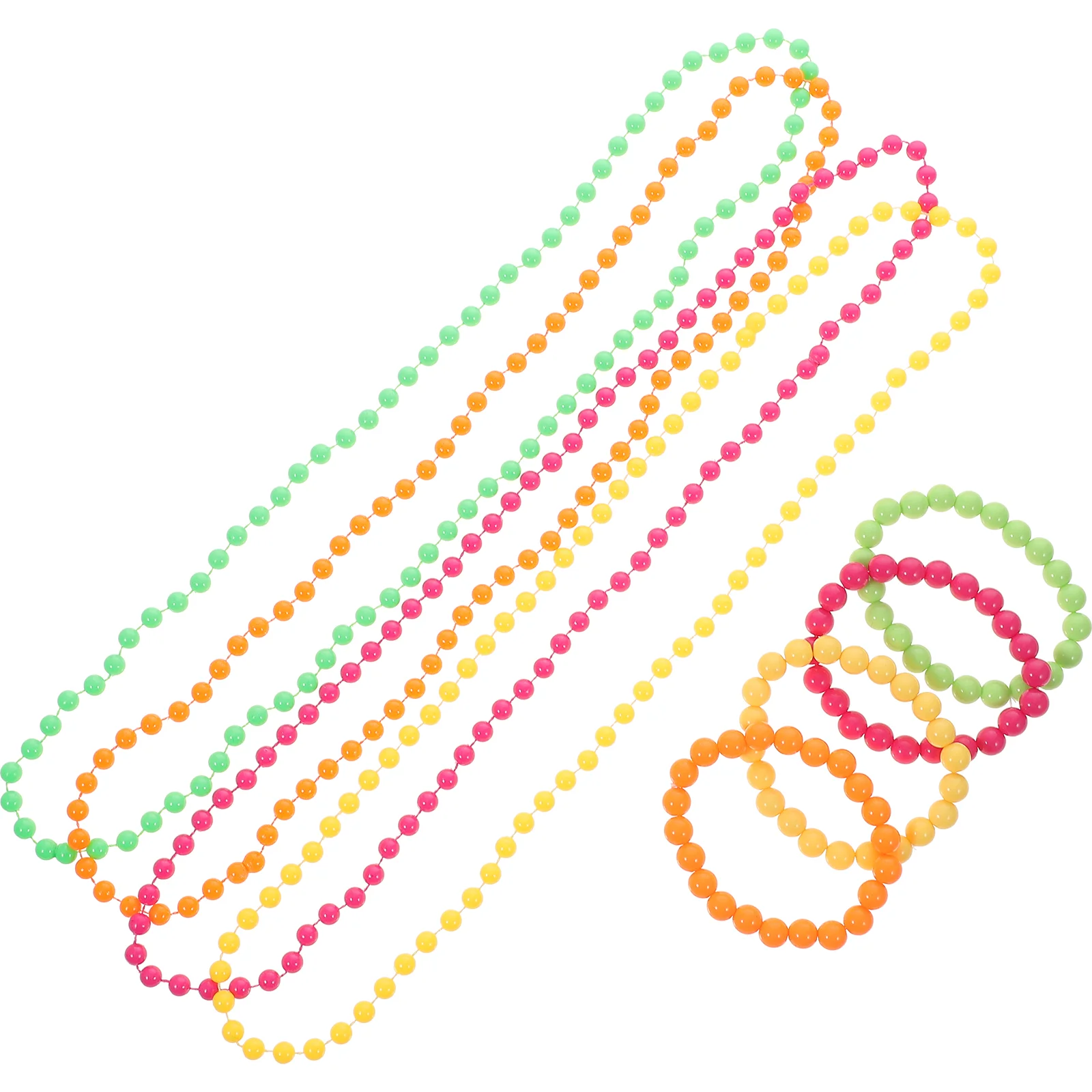 

Neon Bead Necklace Beaded Ball Chain Bracelet Party Dress Accessories (Necklace and Bracelet)