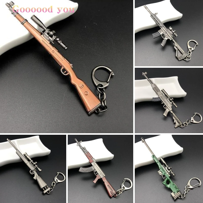 

Hot Game PUBG Keychain AWM 98K AKM M416 M24 SKS Model Key Chains CSGOING Sniper Rifle Bag Pendant for Men Gift Wholesale 12cm