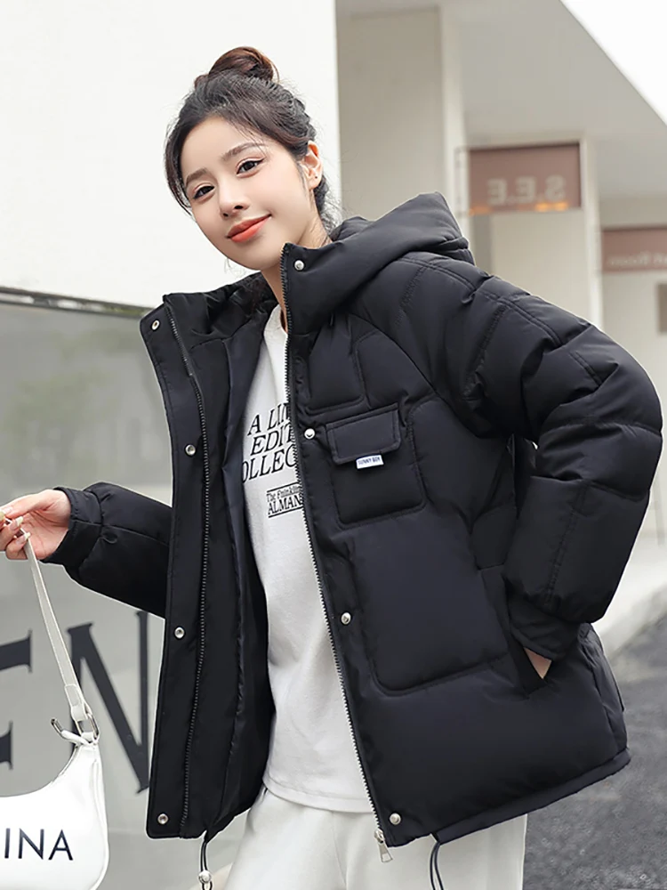 AOSSVIAO New 2023 Women Short Jacket Winter Thick Hooded Cotton Padded Coats Female Korean Loose Puffer Parkas Ladies Oversize
