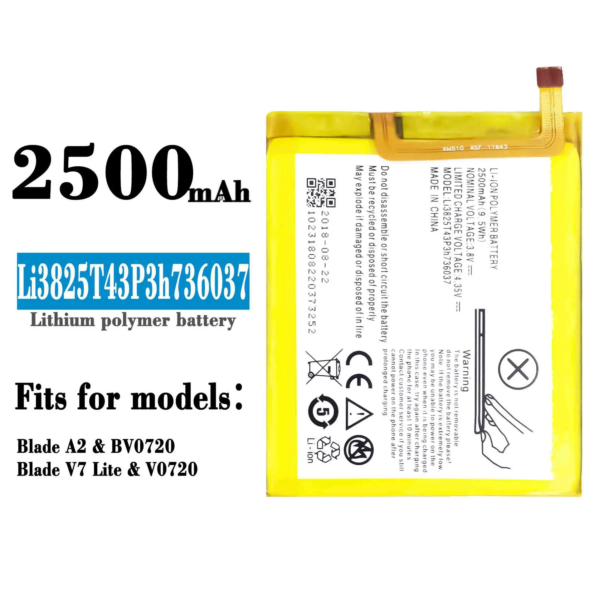 

Оригинальная сменная батарея Li3825T43P3h736037 100% для ZTE Blade A2 V7 Lite BV0720, высококачественные зеркальные литиевые батареи