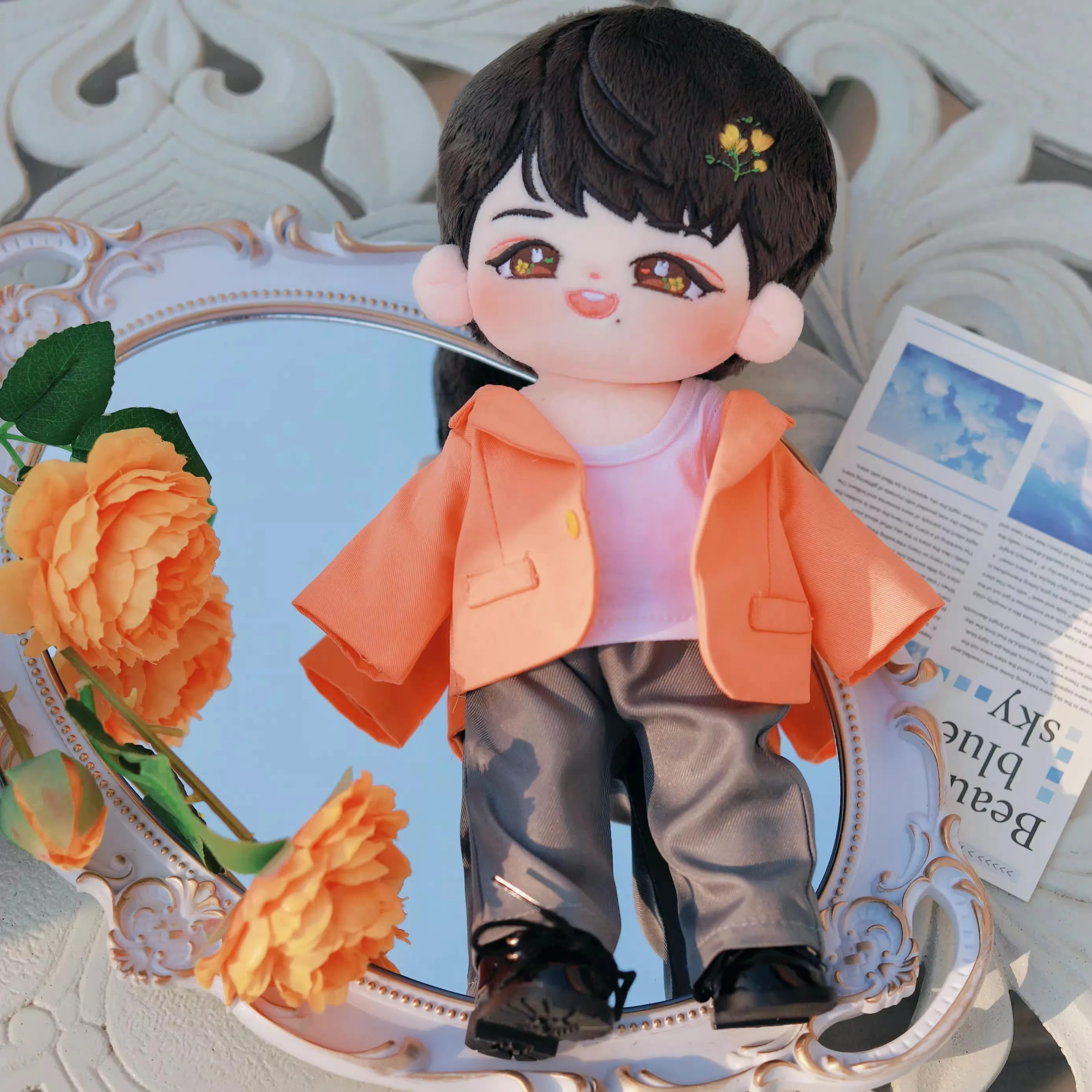 Костюм для куклы Star Xiao Zhan Wang Yibo оранжевый зеленый 20 см 30