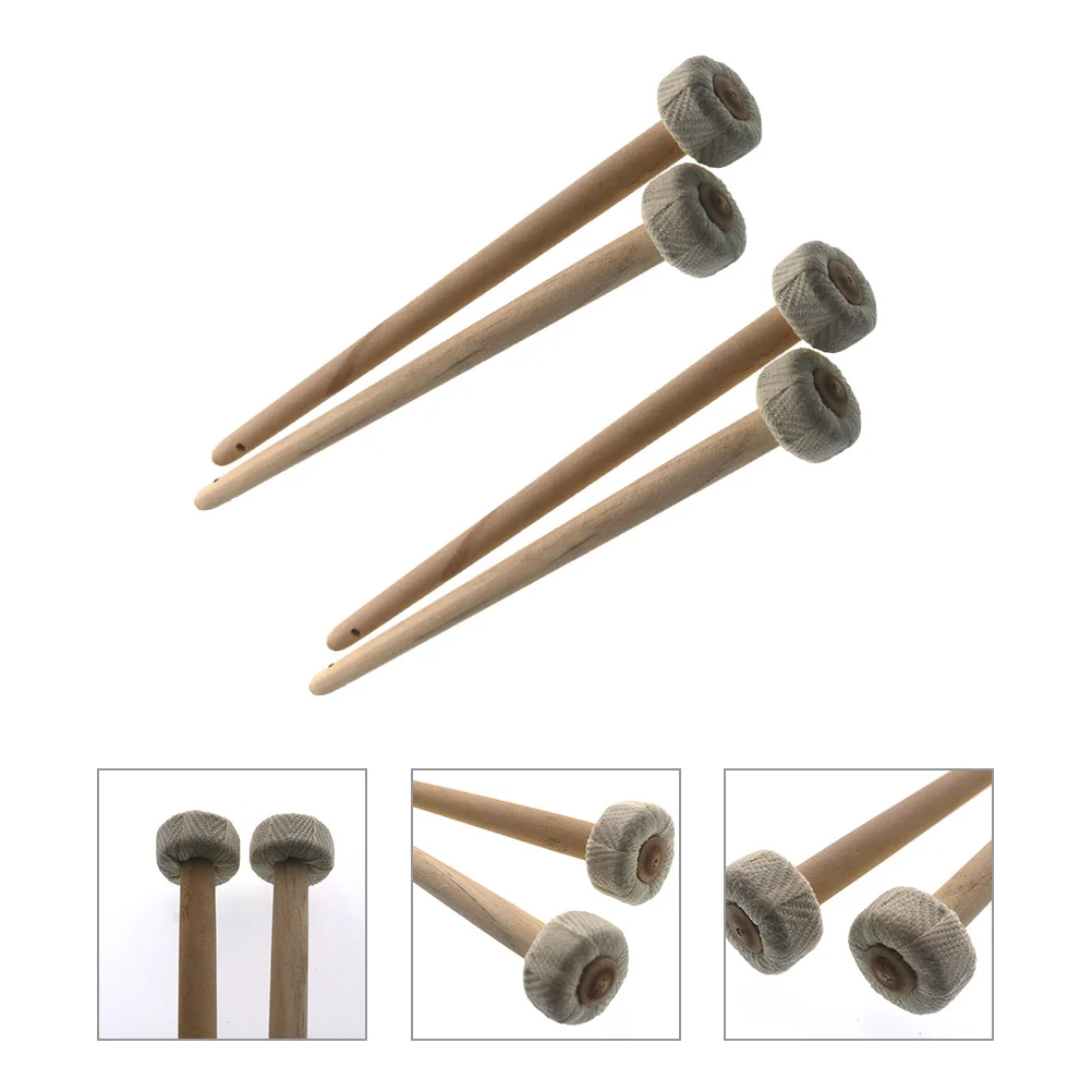 

4 pcs Gong Wooden Mallet Percussion Instrument Drumsticks Wood Handle Drum Sticks