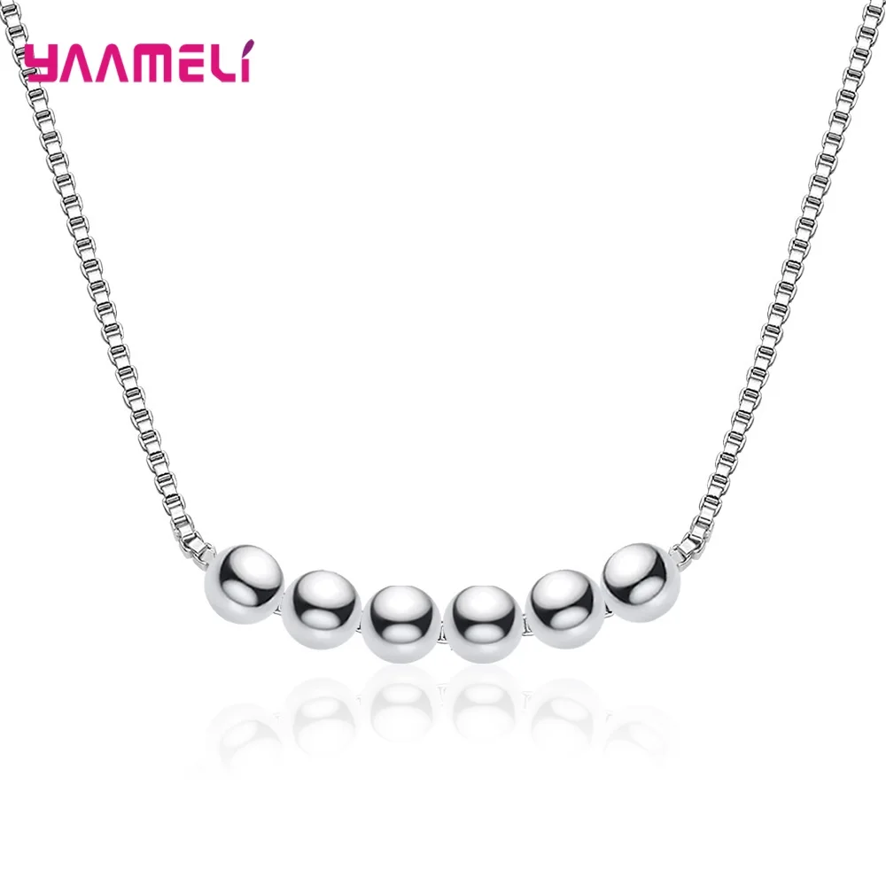 Ювелирные изделия из стерлингового серебра 925 пробы простые круглые бусины 4 мм с