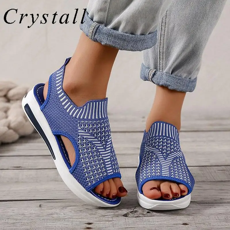 

2022 Women's Knit Sandals Summer Comfort Platform Shoes for Women Female Casual Fashion Lady Sports Footwear Zapatillas Mujer