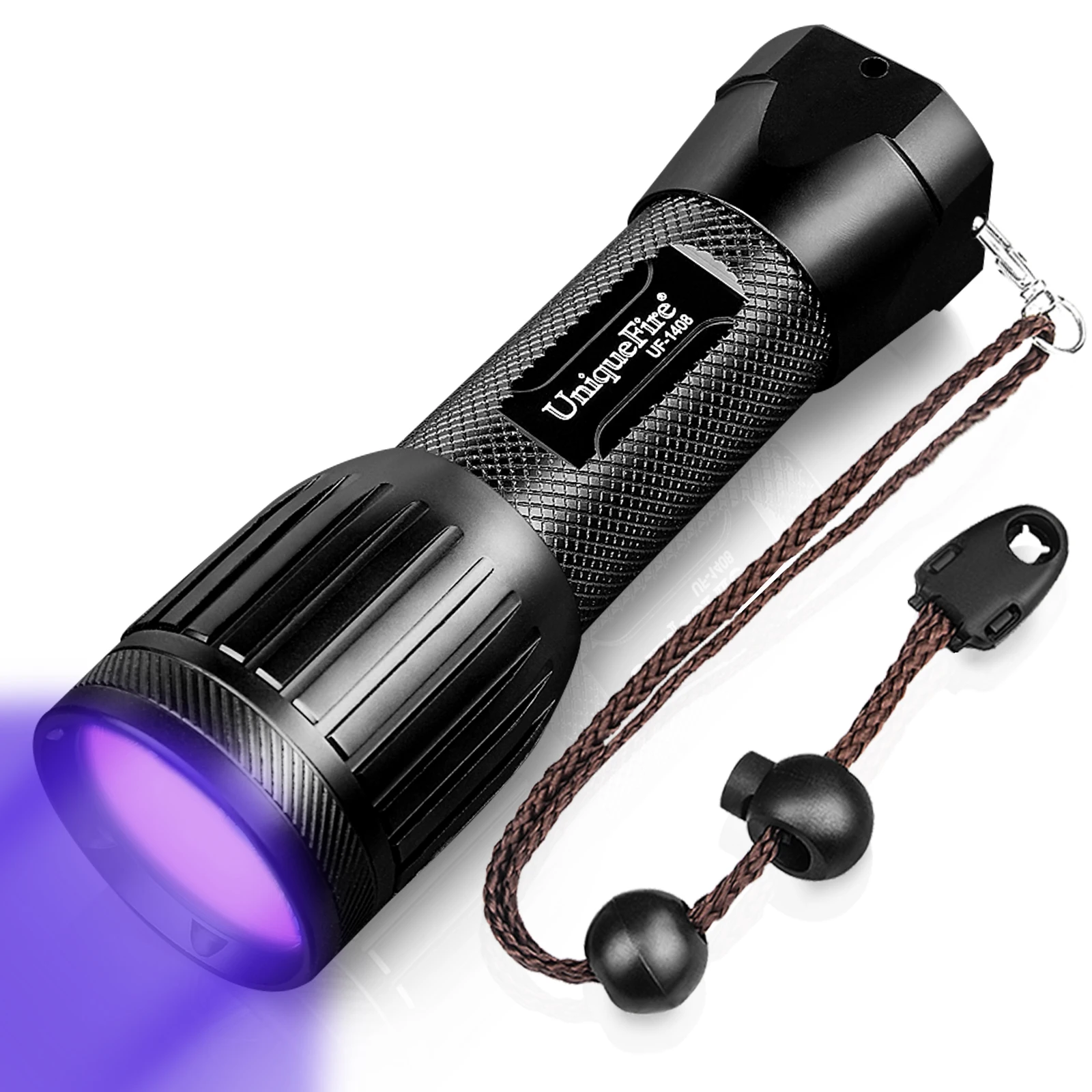 UniqueFire 1408 UV 365nm Flashlight Ultraviolet Inspection Torch Pet Urine Stains Fluorescent Agent Detector Scorpion Bed Bug