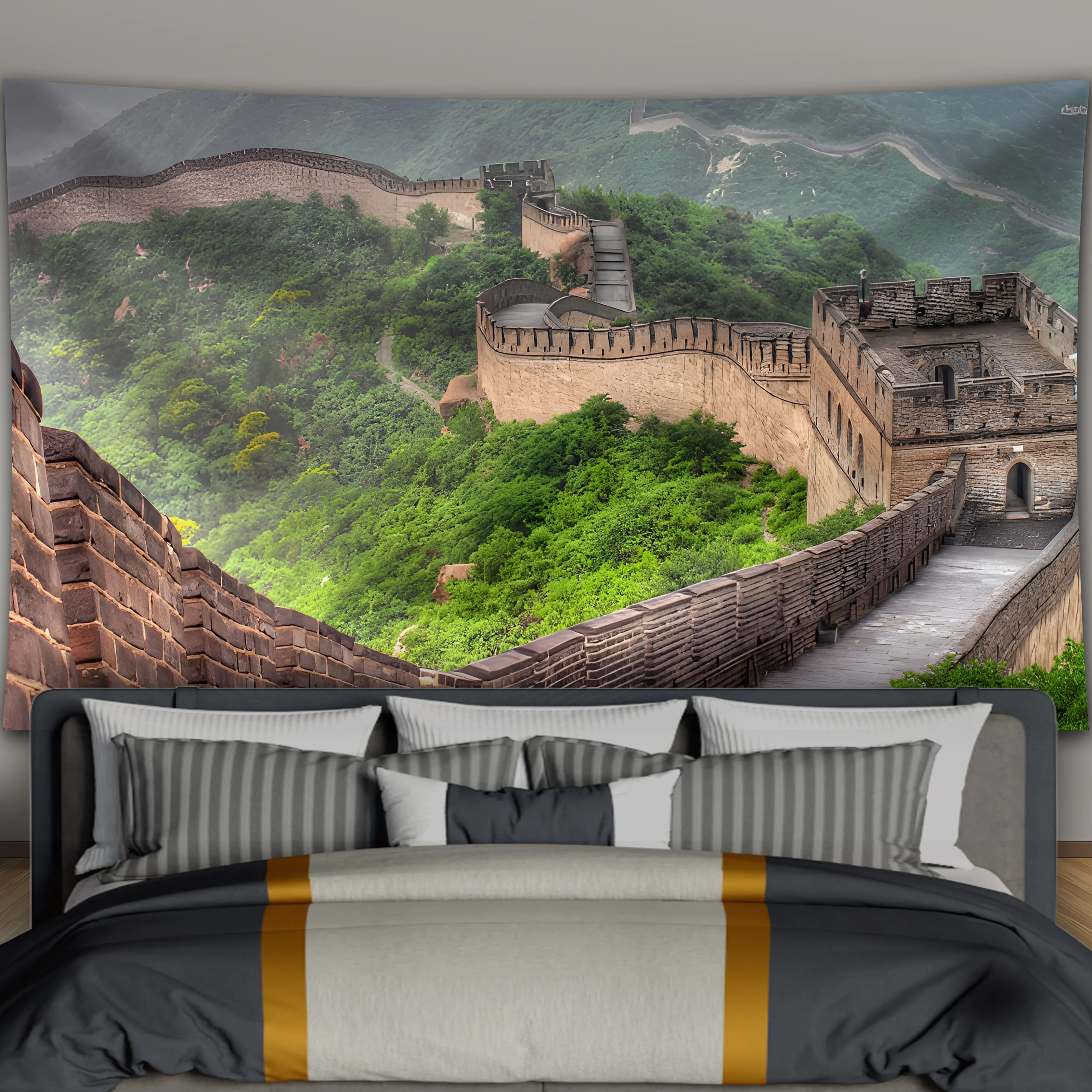 

Chinese Style Wall Hanging Scenery Great Wall Shock Background Four Seasons Decoration Wall Tapestry Home Bedroom