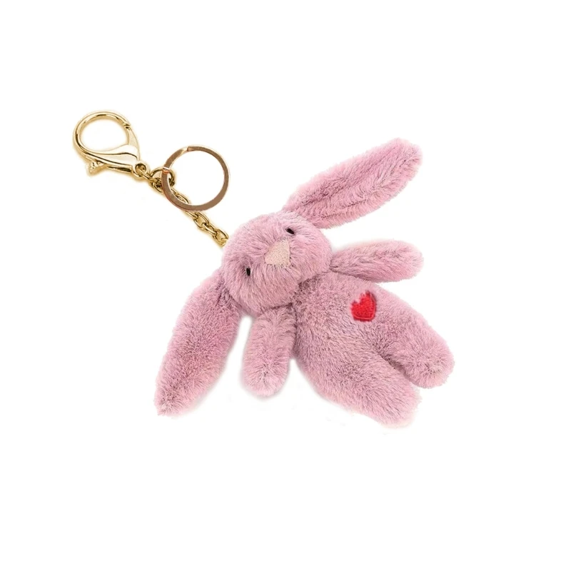 

Cartoon Pink Rabbit with Heart Pendant Plush Dolls Keychain Pendant Fashion Coin Bag Ornaments Keyring for Keys Gift