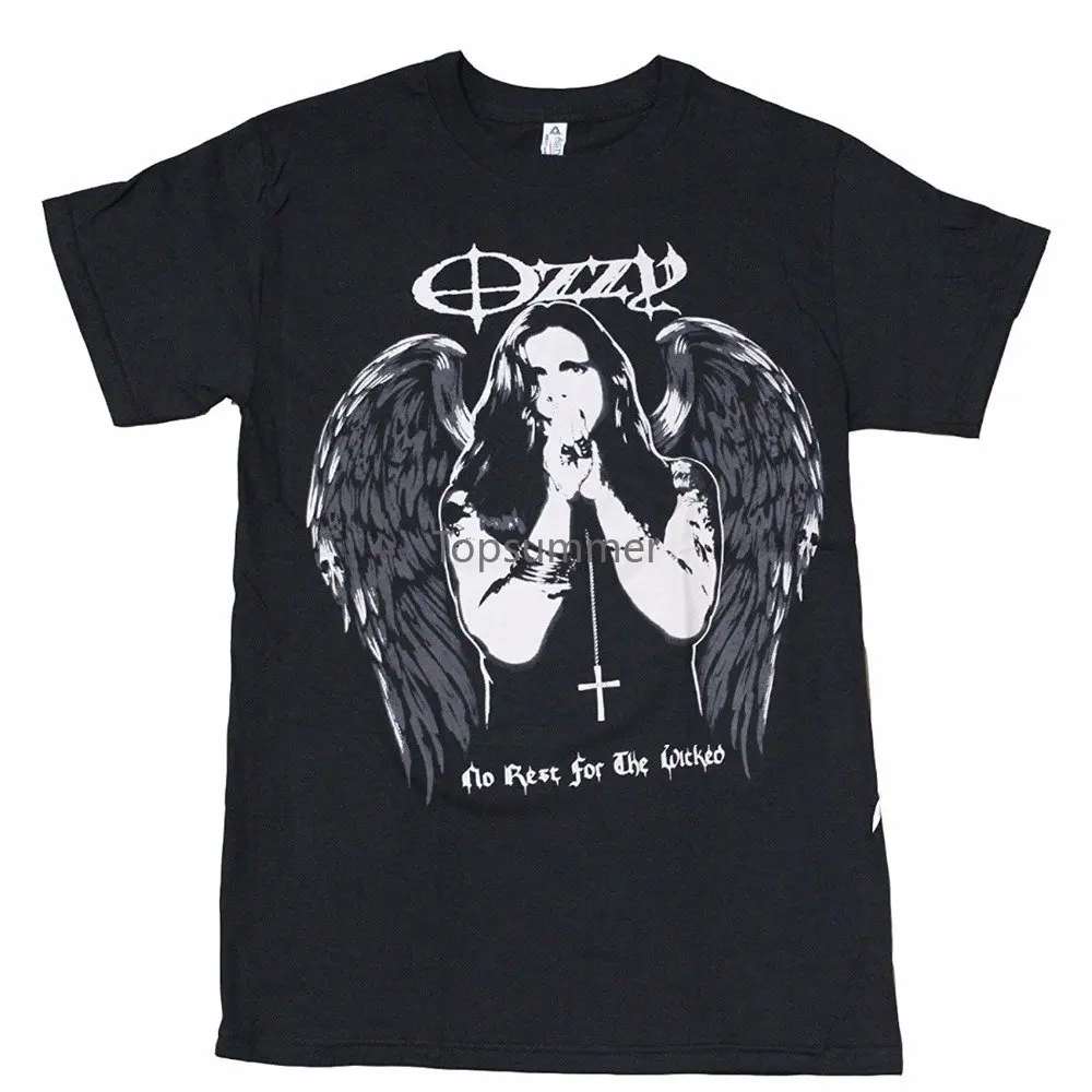 

Cartoon Print T Shirt Free Shipping Crew Neck Ozzy Osbourne No Rest For The Wicked Men'S T Shirt Short Sleeve Tall Mens T Shirt