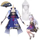 Костюм Kamisato Ayaka из аниме Genshin Impact Kamisato Ayaka, косплей, Униформа, искусственная кожа, карнавальный костюм на Хэллоуин