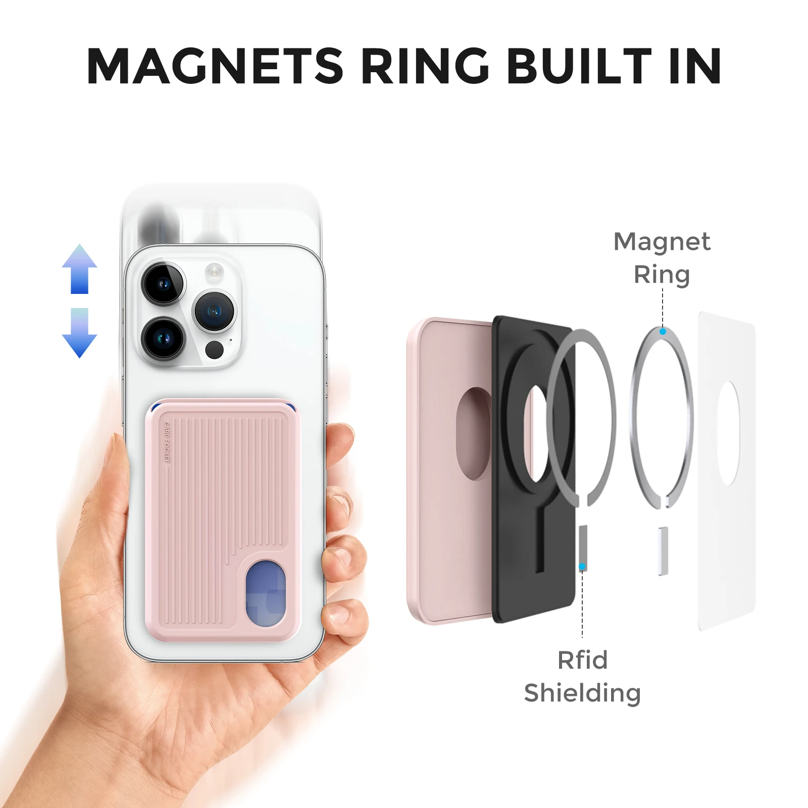 Двойной Магнитный Вертикальный силиконовый держатель для карт телефона Чехол