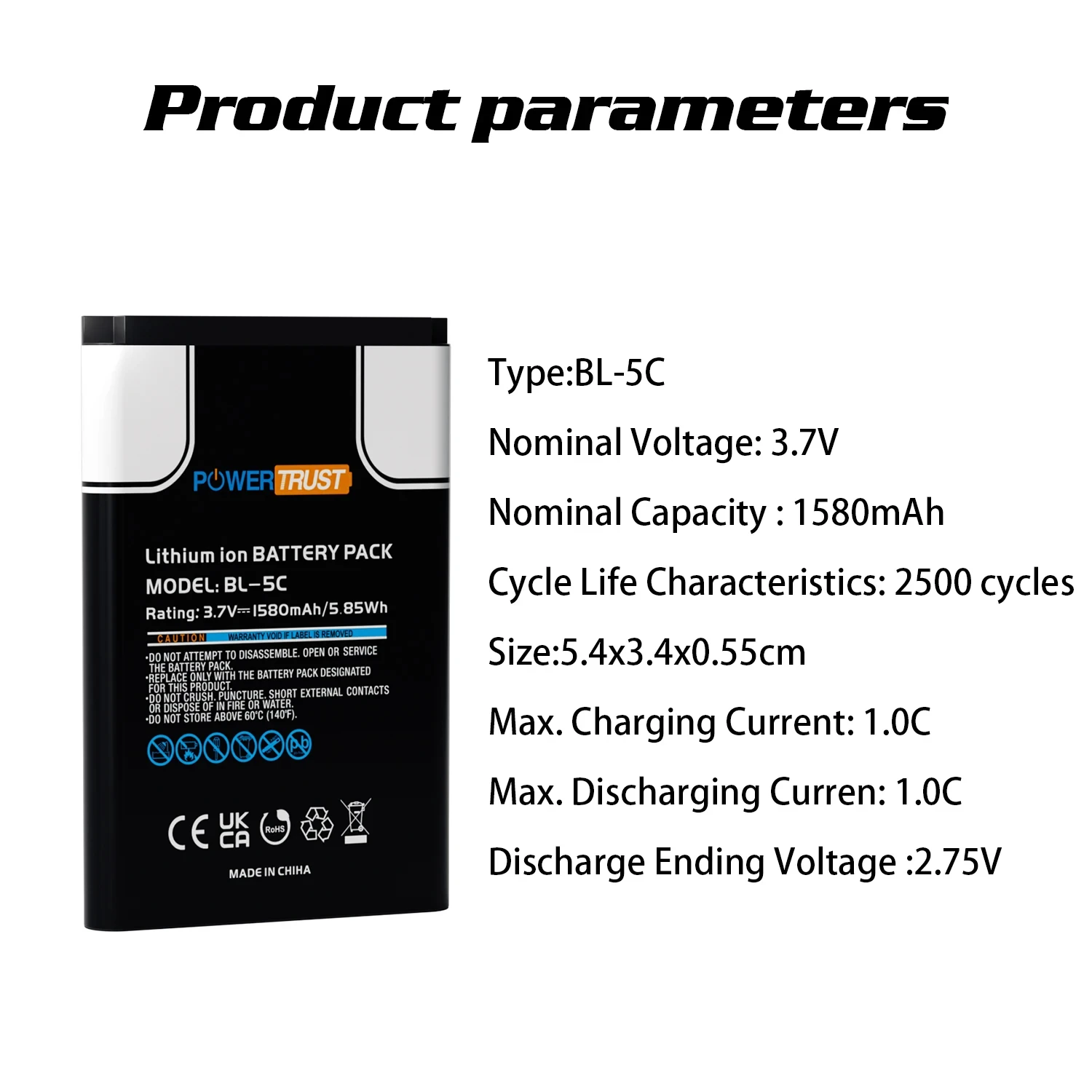 3 7 В 1580 мАч BL-5C BL5C Аккумулятор для телефона Nokia 2610 1100 1110 1112 1116 6230 6630 N70 N71 N72 N91 E60 3100 3110