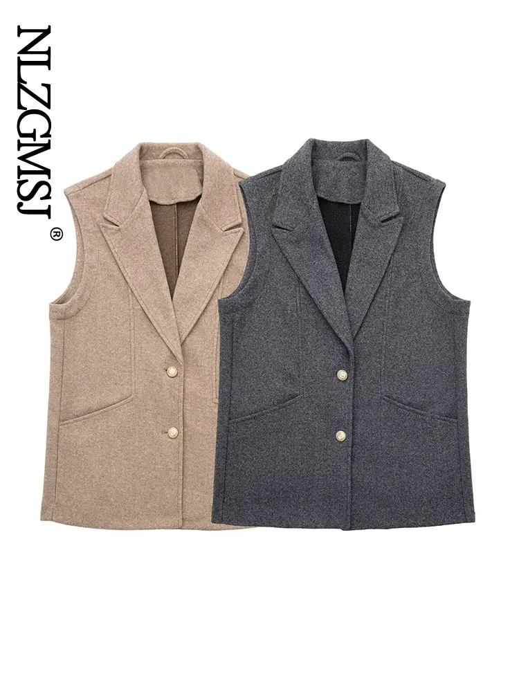 

Nlzgmsj Women Vest Jacket High Quality Autumn 2022 Loose Single-breasted Mid-length Vest Blazer Women