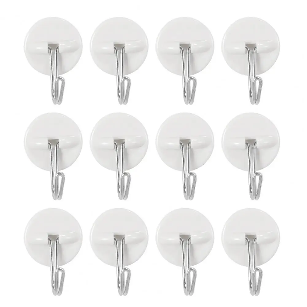 

Organizer Hooks 12Pcs Good Self-Adhesive Practical Cap Clothes Storage Hook Key Hanging Gadget for Living Room