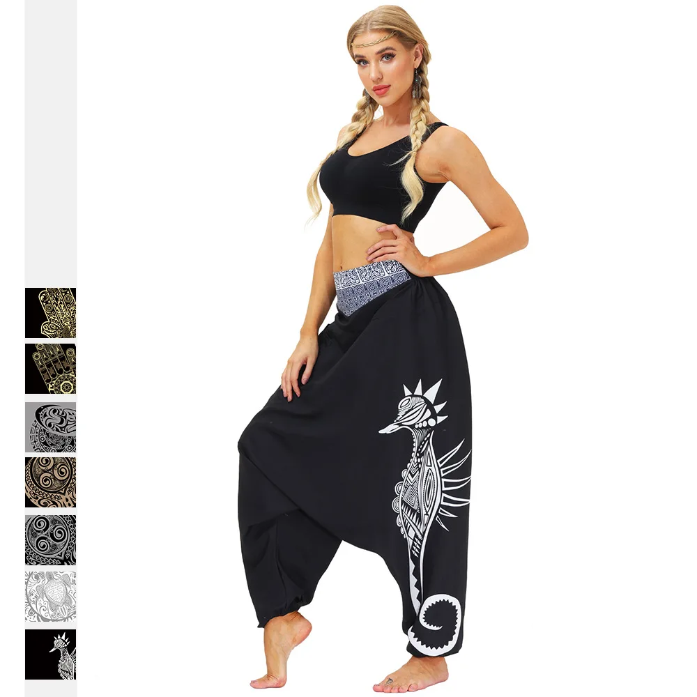 

Men's And Women's Digital Printing Dress Loose-fitting Trousers With Lantern And Crotch Casual Pants Hip-hop Harem Pants