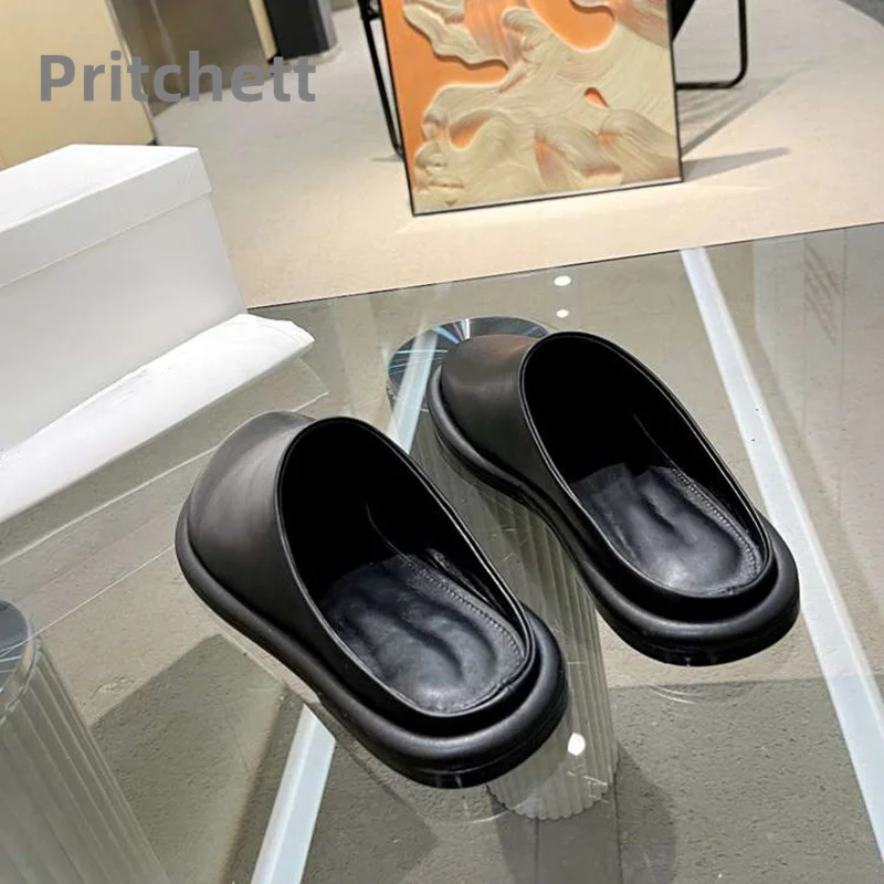 Spring Autumn 2023 New Slippers British Style Round Head Flat Bottom Versatile Slippers Retro Concise Daily Women's Shoes
