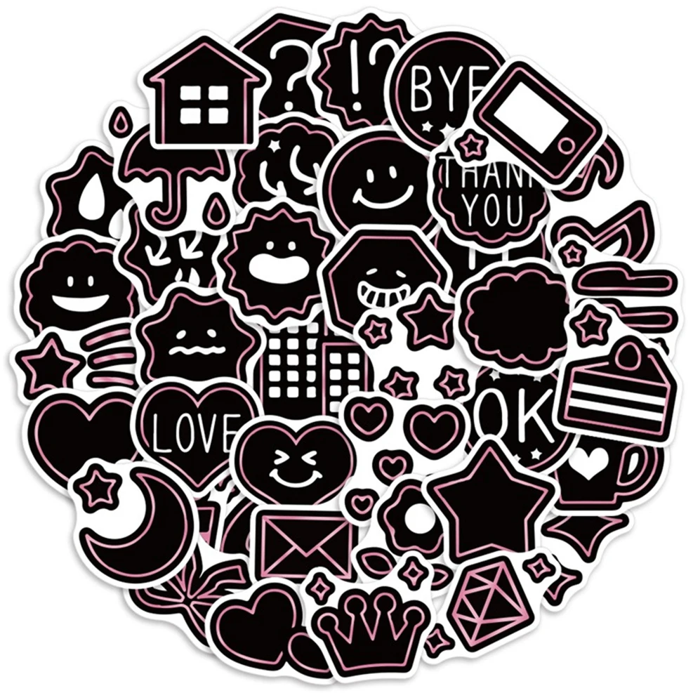 10/30/50 шт. розовые наклейки с героями мультфильмов серия креативных английских