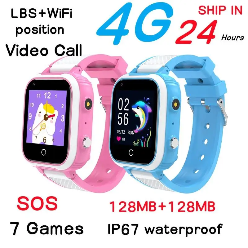 4G Kids Smartwatch WIFI+LBS Positioning System Video Call Sos Emergency Call Motion Count 7 Kinds Of Games Kids Game Smartwatch