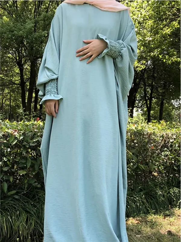 

Plain Abaya for Women Crepe Floral Cuff Islamic Clothing Ramadan Muslim Prayer Long Dress African Dresses Dubai Turkish Robe