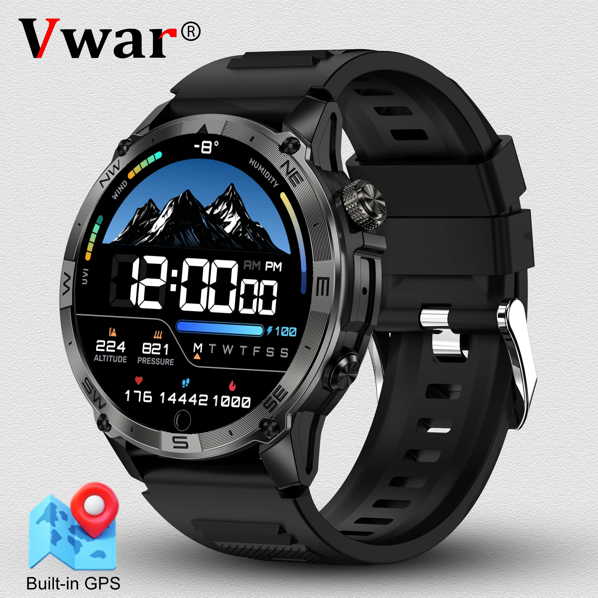 Фото 2025 НОВЫЕ GPS Смарт-часы VWAR ACE 50 м Водонепроницаемые Смарт-часы с AMOLED-экраном Gorilla Glass Мужские компасы Высотомер Барометрический GPS №1