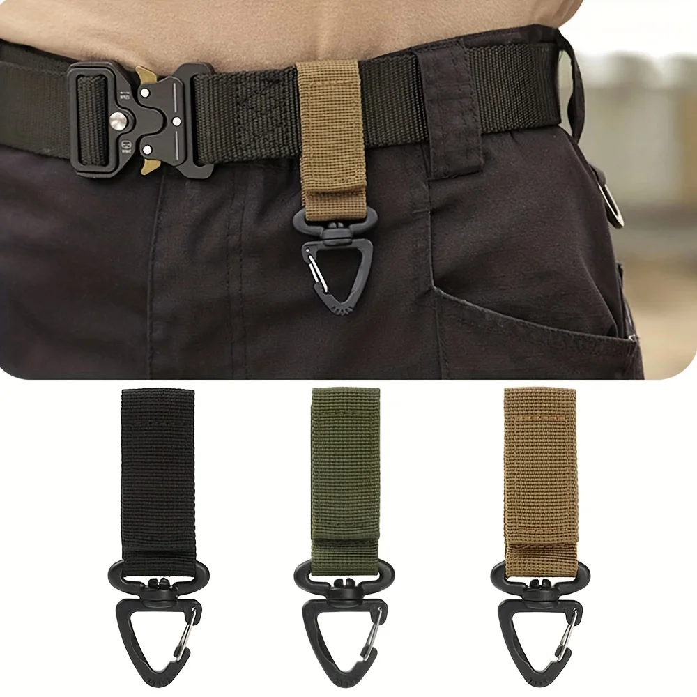 

2pc Tactical Gear Clip Nylon Key Ring Holder Outdoor Hiking Hook Buckle Military Utility Hanger Compatible Molle Camping Outdoor