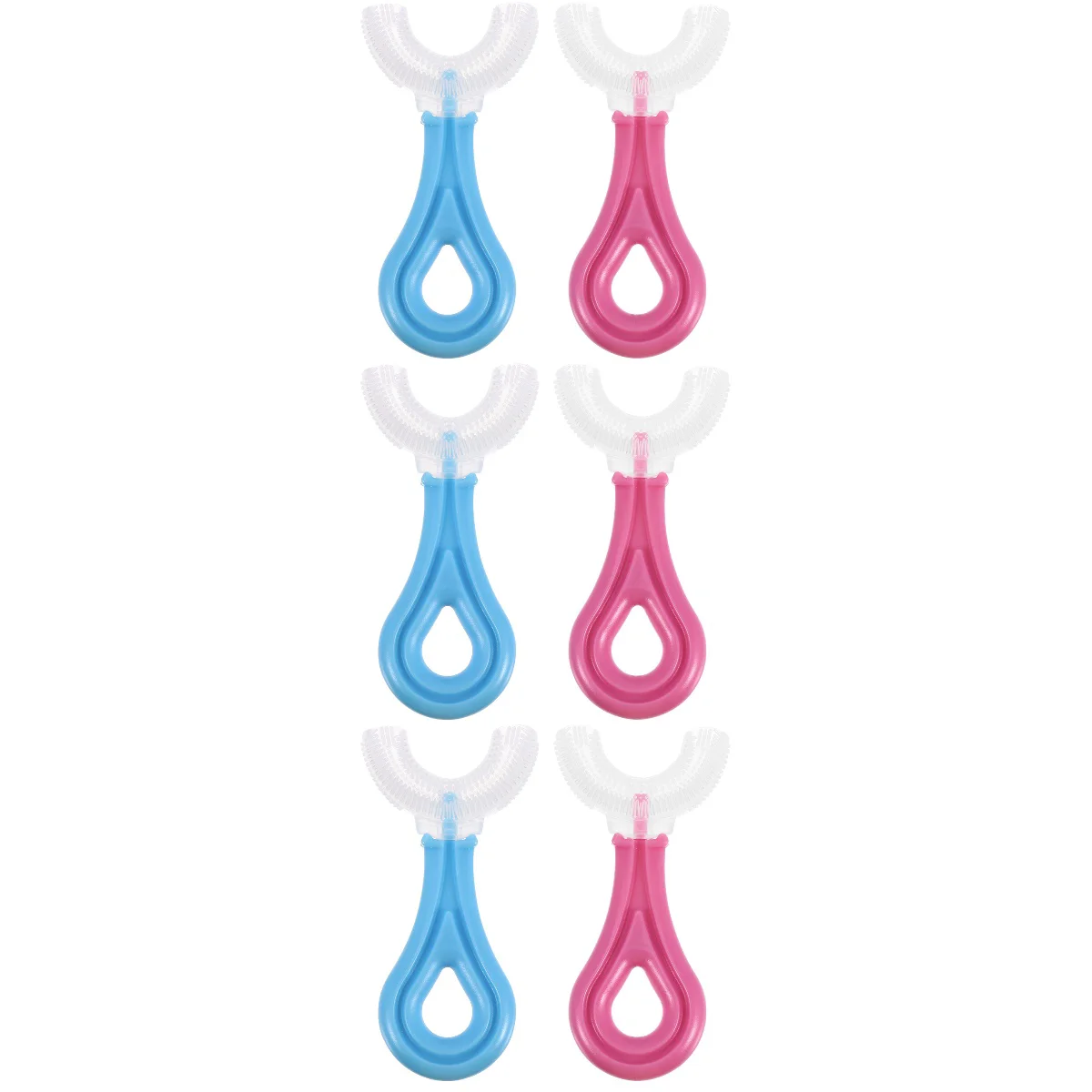 

6 pcs Kids C-Shape Toothbrushes Comfortable Handheld Tooth Brushes (Assorted Color)