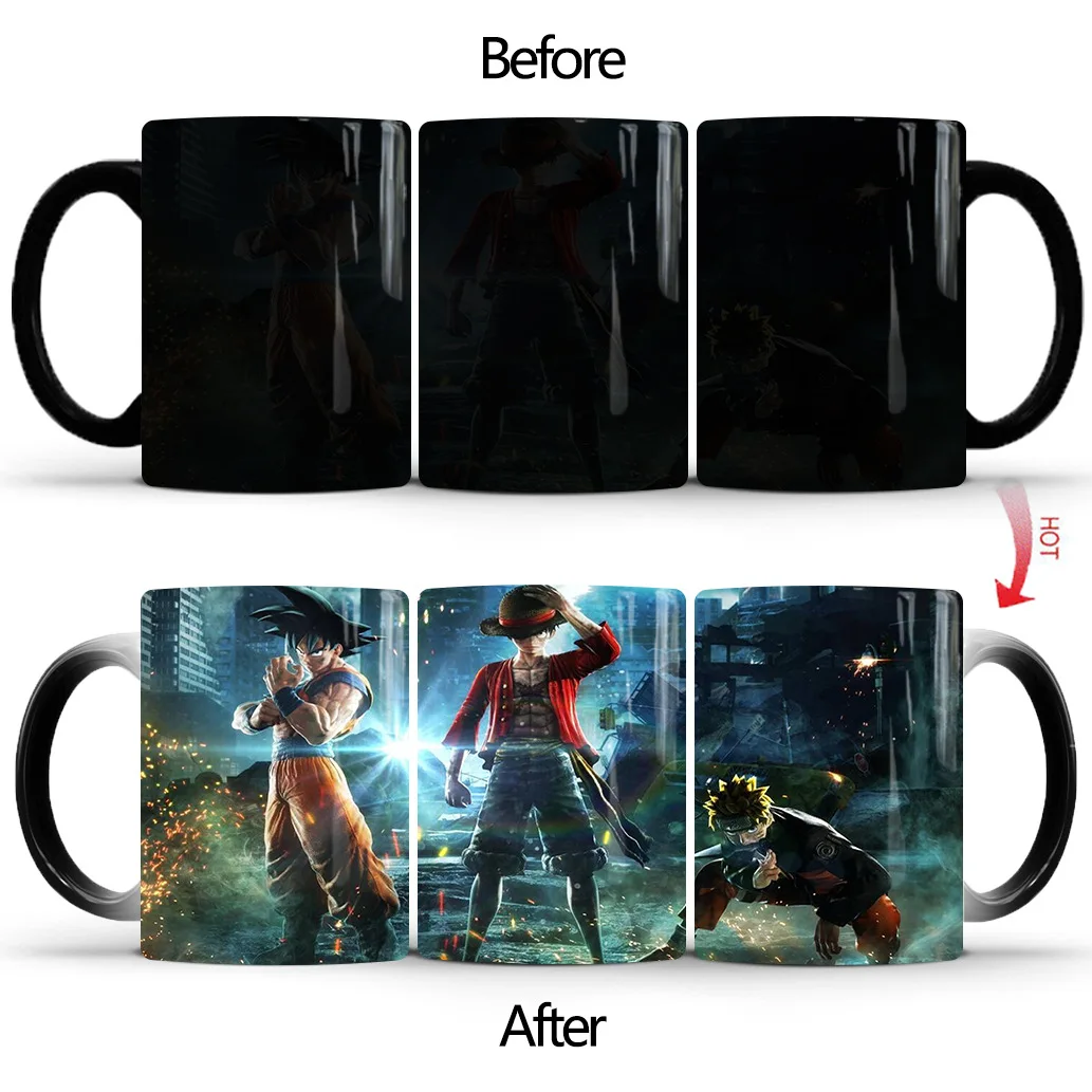 

Outer Naruto Dragon Ball One Piece Three-in-One Color-changing Mug Ceramic Thermal Coffee Cup Gift