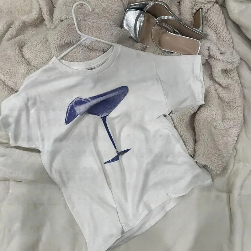 Детская летняя футболка в стиле эмо с коротким рукавом и принтом