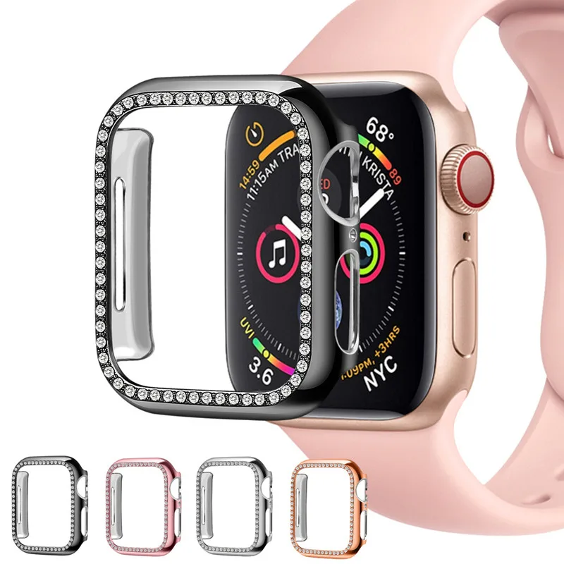 

Bling Cover For Apple watch Case 44mm 40mm 42mm 38mm Accessories Diamond bumper Protector smart iWatch series 3 4 5 SE 6 cases