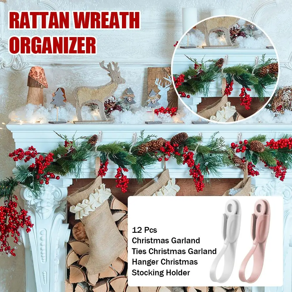 12 шт. Рождественские галстуки-гирлянды — многоразовые силиконовые вешалки для