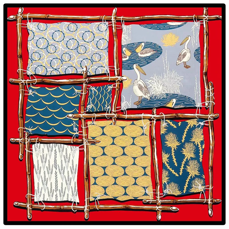 

2022 Autumn New 130cm Retro Brand Women's Silk Scarf Bandana Fashion Patterned Belt Square Hijab Women's Headband Scarf Muffler