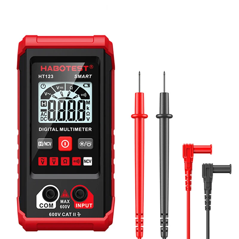 

B50 HT123 Digital Multimeter AC/DC Voltage Resistance Continuity Measurement Tester NCV Multimeter with Backlight+Flashlight
