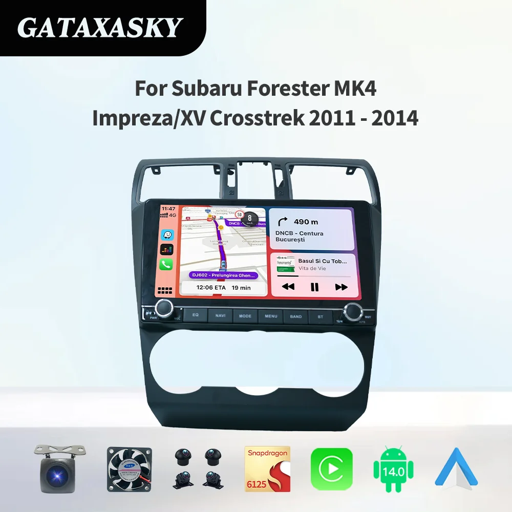 GATAXASKY Android 14 8 9 &quotавтомобильный мультимедиа для Subaru Forester MK4/lmpreza/XV Crosstrek 2011-2014 Carplay