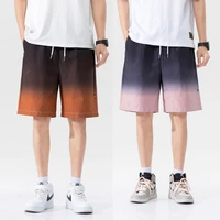 summer retro gradual change casual shorts men high street loose knee length pants 2022 new japan style trendy sports shorts