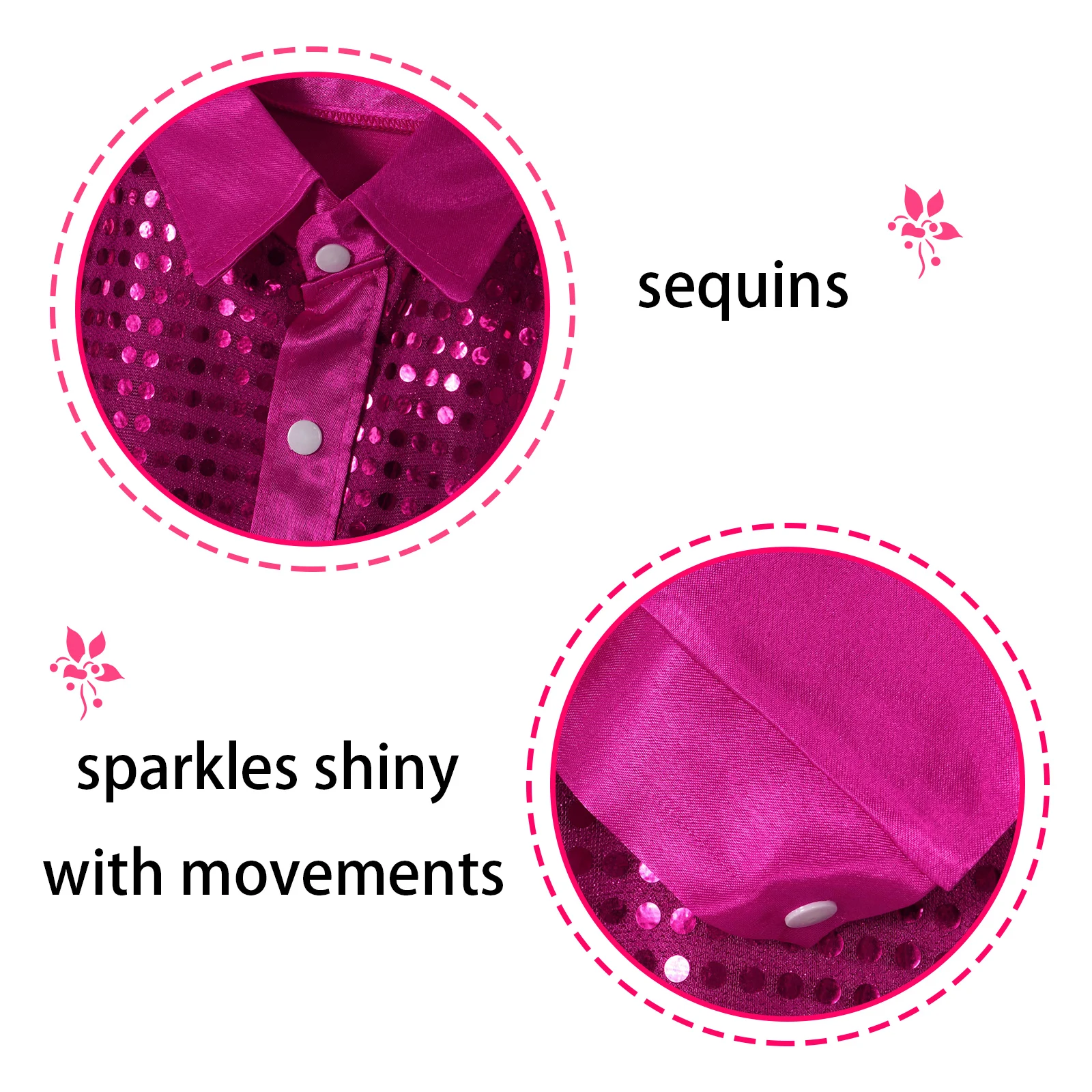 Детская блестящая рубашка с длинными рукавами для мальчиков и девочек