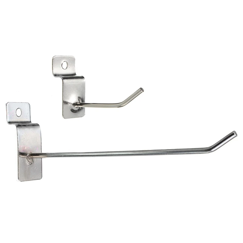 

50 Pcs Slatwall Single Hook Pin Shop Display Fitting Prong Hanger, 25 Pcs 50Mm & 25 Pcs 150Mm