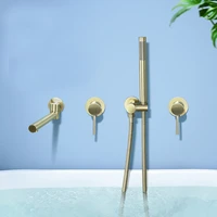 solid brass bathtub shower faucet set shower hand shower faucet system wall mounted shower mixer water sets brushed gold