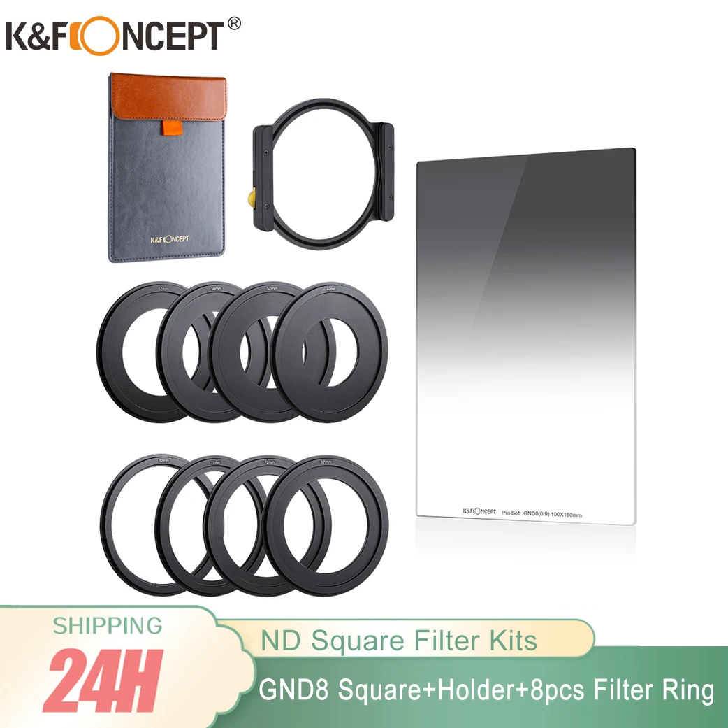 

Квадратный фильтр K & F Concept GND8 10*15 см, многослойный фильтр нейтральной плотности, держатель для фильтра, 8 шт. фильтров, кольца адаптеров