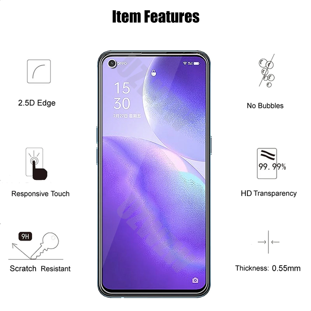 (2+2) For Oppo Reno5 5G / 4G Reno 5 (2pcs) Camera Lens Film & (2pcs) Tempered Glass Screen Protectors Protective Guard HD Clear