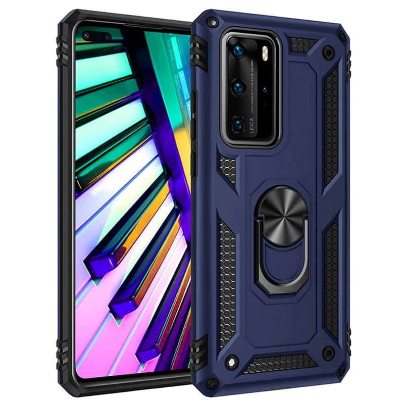 

For Huawei P40 Pro Plus Case Shockproof Armor Magnetic Car Holder Ring Phone Case For Huawei P40 Lite 4G 5G Back Cover Coque