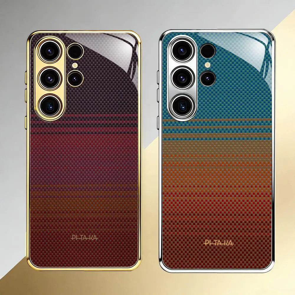 Фото Крутой чехол для телефона PITAKA с узором для Samsung S26 S25 S24 S23 S22 S21 Plus Ultra FE Edge, гальванизированное стекло №1