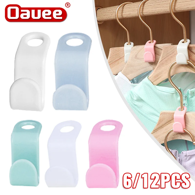 

12/6PCS Mini Clothes Hanger for Closet Connector Hooks Cascading Plastic Wardrobe Coat Organizer Rack Holder Space Saving