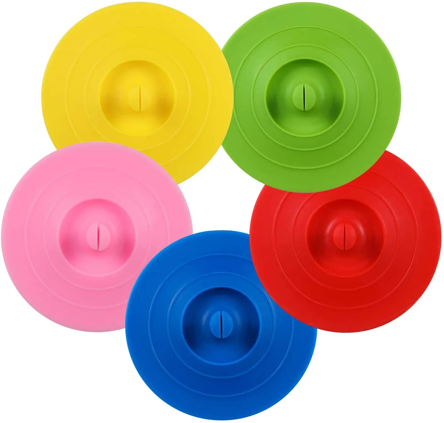 

Silicone Cup Lids - Circle Cup Cover [5 Set] Anti-dust Airtight Seal Mug Cover Hot Cup Lids/Spoon Holder - Silicone Drink Bowl