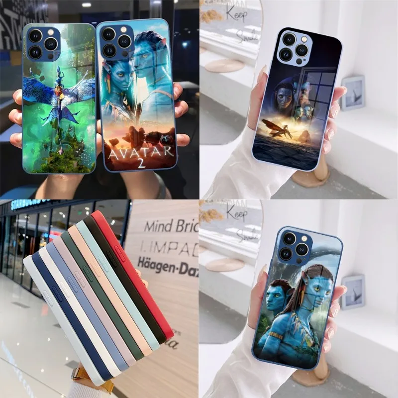 

Avatar 2 Jack Neytiri Phone Case Navy Blue Glass For IPhone 13 14 12 11 Pro XS Max Plus Mini X XR 8 7 6s SE2020 Cover