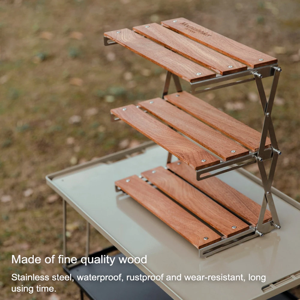 

Outdoor Camping Rack Portable Three-tier Rack Outdoor Storage Shelf Easy To Carry Foldable Picnic Camping Barbecue Folding Table